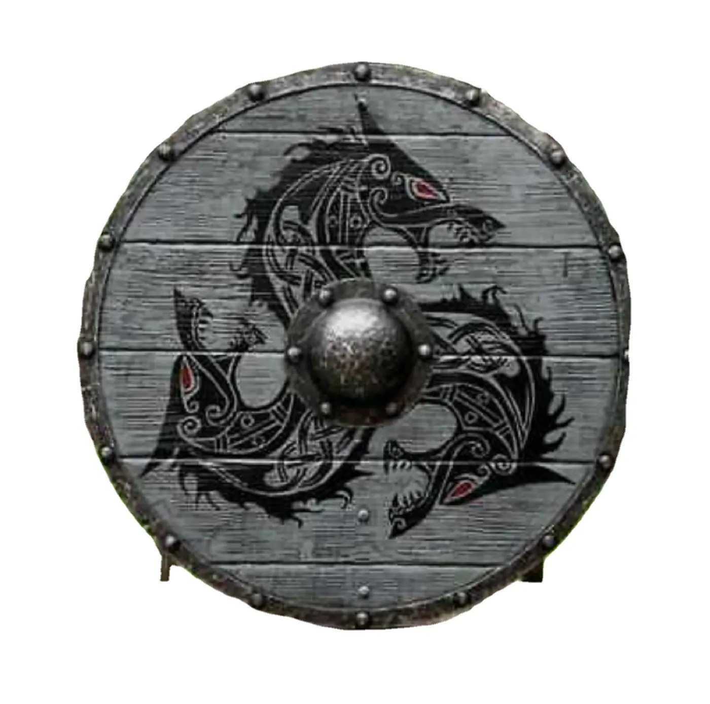 درع الفايكنج الدائري CHMN10045, درع دائري من القرون الوسطى ، درع محارب من الخشب والصلب ، فن معدني ، قابل للجمع ، تقليد عتيق