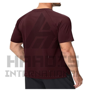 T-shirt en molleton pour homme à manches courtes personnalisé, 100% polyester, uni, séchage rapide, respirant, coupe classique, col rond, vêtements décontractés, 150g - Product Image 5