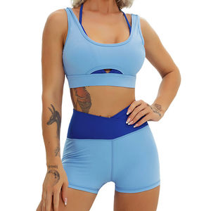 Conjuntos de Yoga de cintura alta para gimnasio de mujer de nuevo diseño, conjuntos deportivos de Yoga de cintura alta para entrenamiento, conjuntos de Yoga de mujer con estampado de Color sólido a la moda - Product Image 2