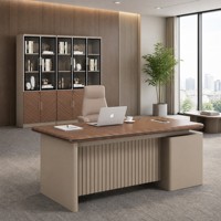 Ensemble de bureau de direction moderne Ekintop, table de direction en bois avec armoire latérale pour bureau d'entreprise, bureau à domicile
