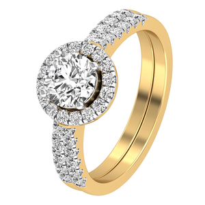 Women's 10K Yellow White Gold Wedding <b>Band</b> <b>Ring</b> 1.29 Cts VS Clarity EF Color Brilliant Cut Lab Grown Diamond IGI Certified - Product Image 1