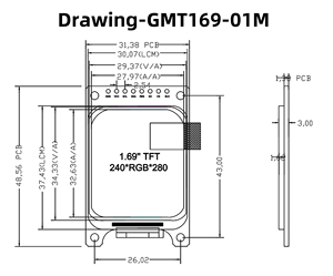 1.69 인치 TFT <span class=keywords><strong>LCD</strong></span> 모듈 240x280 해상도 ST7789 컨트롤러 풀 컬러 SPI 인터페이스 디스플레이 (8 핀 커넥터 포함) - Product Image 3