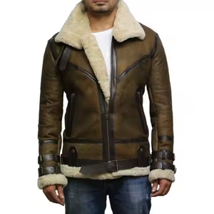 Mejor diseño Vintage lavable genuino chaqueta de cuero a prueba de viento para el invierno personalizado al por mayor patrón decoración para uso al aire libre - Product Image 2