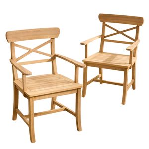 Chaise à dossier croisé en teck raffiné, confortable et écologique, pour l'extérieur, idéale pour jardin, patio, café, restaurant, terrasse - Product Image 5