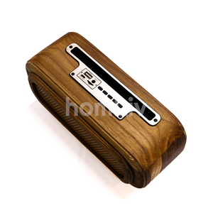 HomLiv Natural Teak Wooden Portable Radio Retro Style Battery Powered for <b>Speaker</b> Perforated Front Cabinet Desktop Audio - Product Image 2