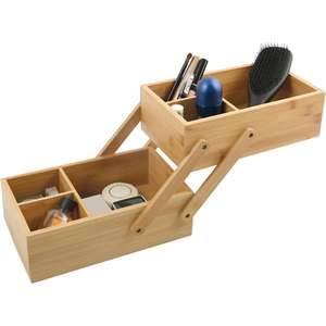 MSV - Organisateur de maquillage à 2 niveaux - Gamme ISALYS - Bambou écologique - Boîte de rangement pour cosmétiques, accessoires et articles d'hygiène - Product Image 5