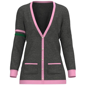 Cardigan en acrylique gris AKA hiver, couleur personnalisée et broderie, pull tricoté pour sororité, université, collège, unisexe - Product Image 1