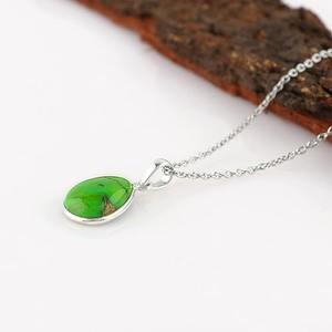 925 argent Sterling vert Turquoise poire forme à la main pierre précieuse pendentif parfait cadeau de mariage pour l'amour avec 925 timbre bijoux - Product Image 3