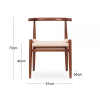 Chaise de salle à manger moderne pliable et empilable, style nordique, en bois de frêne massif avec corde tressée, finition brun foncé, pour la maison et les villas