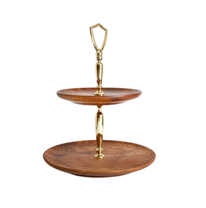 Soporte para Pastel de 3 Niveles, Clásico, Decorativo, de Madera y Metal, Ecológico, Apto para Lavavajillas, Color Natural, para Bodas, Cumpleaños, Vajilla - Product Image 5