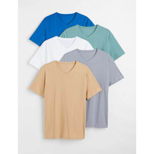 เสื้อยืดคอวีสำหรับผู้ชายเสื้อยืดผ้าฝ้ายคอวีคอวีคอวีสำหรับผู้ชายเสื้อยืดผ้าเจอร์ซี่คุณภาพสูง - Product Image 5