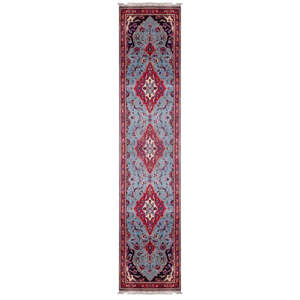 Alfombra Persa Medallón Anudada a Mano, Hecha con Lana y Algodón Naturales, Color Rojo y Negro, 340 x 69 cm, Pan2885 - Product Image 1