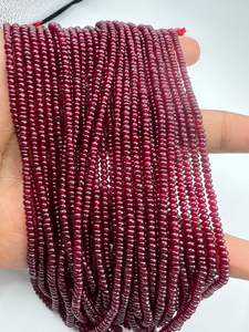 Venta al por mayor de fabricación india, lote de cuentas de piedras preciosas naturales de 3mm-5mm de buena calidad con forma de Rondelle liso de rubí Longido hecho en Jaipur - Product Image 2
