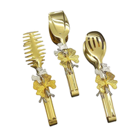 Pince à pain élégante en acier inoxydable plaqué or avec décoration papillon Outil en métal de luxe pour buffet, traiteur et événements de mariage