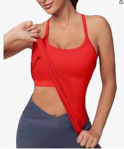 Débardeurs musculaires sans couture pour femmes respirant athlétique Yoga course chemises quotidiennes décontracté Racerback Design 100% coton tricoté - Product Image 4