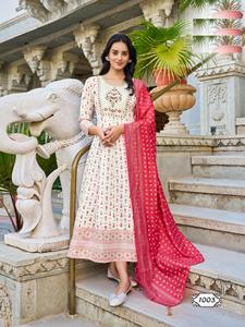 ชุดเดรสยาวทรงอนาร์กาลีผ้าเรยอนทันสมัย พร้อมผ้าคลุมไหล่เข้าชุด  ชุดที่ทันสมัยและสวมใส่สบายสำหรับการส่งออก - Product Image 5