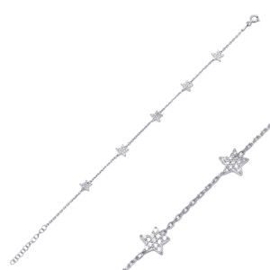 7mm Star Design Shiny Zircon Stone <b>Charm</b> Woman Bracelet Turkish Handcrafted Wholesale 925 Sterling Silver Jewelry - Product Image 5