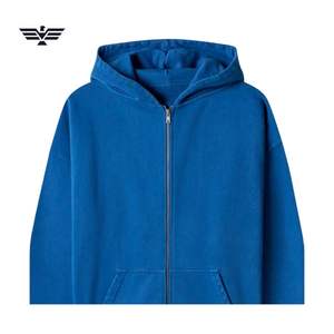 Venta al por mayor de la fábrica personalizada 100% algodón polar Sudadera con capucha cremallera de gran tamaño ropa de calle de alta calidad ropa de invierno con capucha teñido liso - Product Image 3