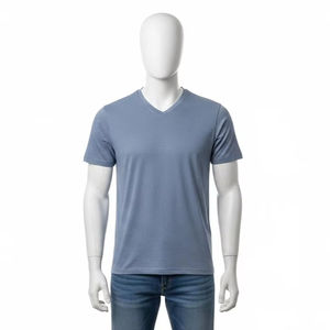 เสื้อยืดคอวีผ้าทอเนื้อนุ่มผสมผ้าฝ้าย ระบายอากาศได้ดี น้ำหนักเบา สวมใส่สบาย ดีไซน์ทันสมัย เหมาะสำหรับใส่ลำลอง - Product Image 1