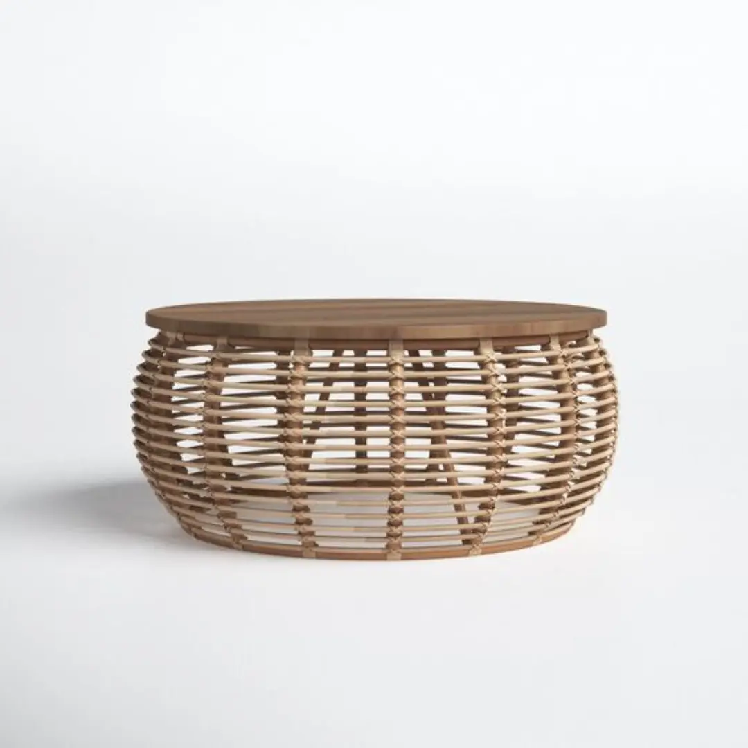 Modern Handwoven Rattan Wood Coffee Tea Table Dining Chairs   Side Table Decoration Wicker Interior Furniture