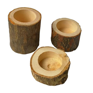 Bougeoirs en bois faits à la main Lot de 3 bougeoirs en bois de manguier gris anthracite vieilli d'Inde - Product Image 4