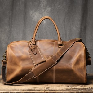 Bolsa de Viaje de Cuero de Grano Completo de Gran Capacidad, Estilo Vintage, Hecha a Mano, Bolsa de Mano para Fin de Semana, con Cremallera, para Hombre - Product Image 3