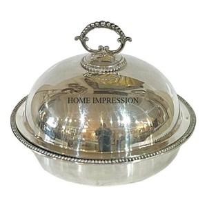 Nuevo aspecto pulido brillante, textura martillada chapada en oro de alta calidad, cúpula de comida de forma redonda hecha de Metal de primera calidad de la India - Product Image 2