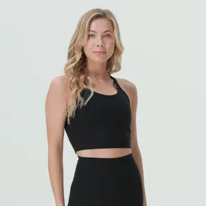 Sujetador deportivo de Yoga para mujer, sostén femenino de alta calidad con tiras cruzadas de Color brillante, venta al por mayor y personalizado