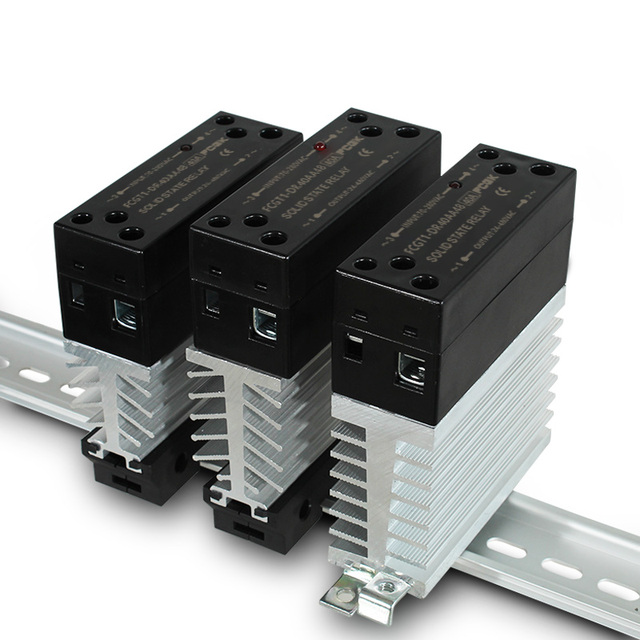 FCGK Solid State Relay DIN Module Miniature AC 10A 25A 40A 60A 80A 100A 24vDC 220vDC SSR with Din Heatsink