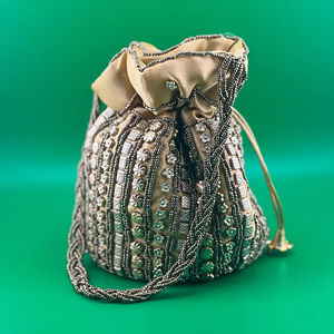 Best Quality Crystal Beaded With Bottom Flat Designer Ethnic Silk Embroidery Indian Potli <b>Bag</b> Handmade <b>Wedding</b> Hot Selling <b>Bags</b> - Product Image 1