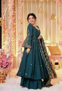 Beautiful Party Wear Gown And Dupatta With <b>Embroidery</b> Sequence Work - Product Image 4