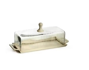 Rectangle Metal Creamy <b>Cake</b> <b>Stand</b> with Glass <b>Dome</b> Elegant <b>Cake</b> Pastry Tray for Enhancing Party Decor - Product Image 1