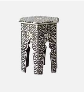 Table d'appoint réglable en hauteur, personnalisable, en résine écologique avec incrustation d'os et de nacre, pour salon - Product Image 6