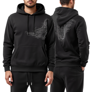 Hot Sale Premium Men's Heavyweight Rhinestone Tracksuit Luxury Crystal Cotton Fleece Hoodie Jogger Set - Product Image 4