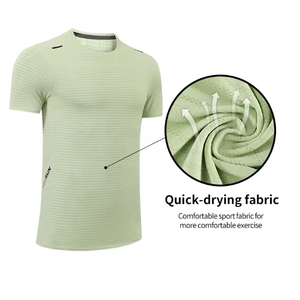 Chemises de gym pour hommes, été, vente en gros, pas cher, polyester, spandex, séchage rapide, manches courtes - Product Image 5