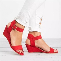 Soldes d'été : Sandales compensées à talon haut pour femme, sandales à talon bas, sandales slingback compensées pour femme