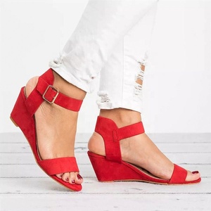 Soldes d'été : Sandales compensées à talon haut pour femme, sandales à talon bas, sandales slingback compensées pour femme - Product Image 5