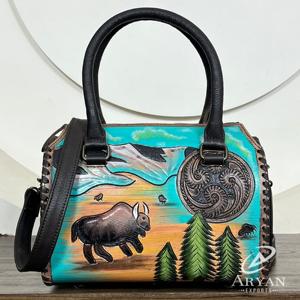 Sac de voyage en cuir de vachette artisanal de qualité supérieure, style western, nouveau, sac à main de voyage peint à la main pour femmes - Product Image 1