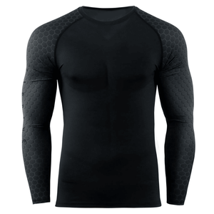 OEM Hombres Rash Guard Compresión Top Gimnasio Ejercicio Ropa deportiva Camisa Venta al por mayor Rash Guard Hombres Camiseta deportiva para correr Fitness - Product Image 4