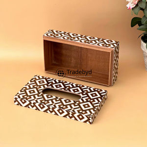 Caja de pañuelos y soporte de madera cuadrada Tradebyd, con estampado de esmalte, ecológica, para decoración de habitaciones de hotel - Product Image 2