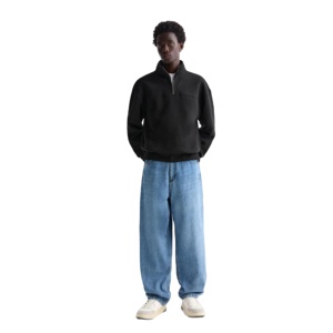 กางเกงยีนส์ผ้ายีนส์ทรงหลวมสำหรับผู้ชายกางเกงเอวสูงเข้ารูปแบบปรับแต่งได้ผ้าฝ้ายย้อมสีฟอกแสงแบบลำลอง - Product Image 1