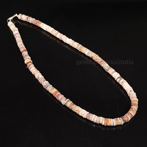 Rodocrosita natural Piedra preciosa facetada Heishi Forma de neumático Collar con cuentas Hecho a mano 925 Cierre de plata esterlina Joyería de moda a granel - Product Image 3