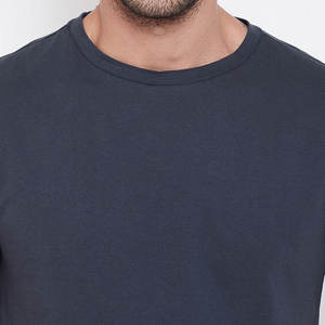 Color sólido 100% algodón camisetas de hombre Casual cuello redondo manga larga Camiseta de manga corta para otoño nueva llegada - Product Image 4