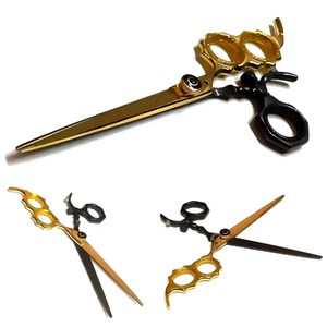 Ciseaux de coiffure professionnels de haute qualité en acier inoxydable, trois anneaux, pour droitiers, manche moyen, 30 dents, personnalisés - Product Image 5