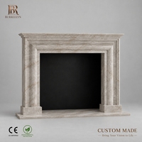 BUREELYN Cheminée autoportante en quartzite naturel Taj Mahal pour villa, salon, chambre, entrée, finition mate intérieure