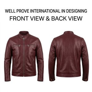 Men PU <b>Leather</b> <b>Jacket</b> Custom Fabric Weight Tan <b>Brown</b> Asymmetric Zipper Shoulder Panel Custom Embossed Logo OEM Eco-Friendly - Product Image 2