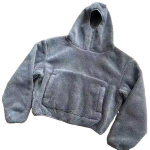 Fabricant de coupe et de couture Boxy fit sweat à capuche col montant sweats à capuche hommes polyester sherpa polaire veste à capuche - Product Image 4