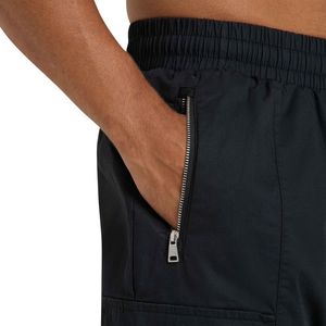 Pantalones Cargo utilitarios lavados negros para hombre en Ajuste cónico con cintura elástica, detalles de metal cepillado y funcionalidad de almacenamiento - Product Image 6