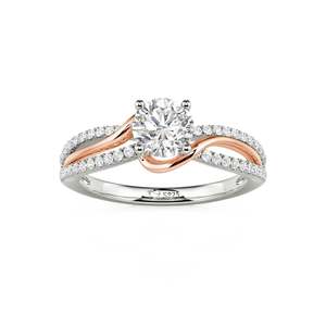 Anillo de compromiso Jeulia Amore de dos tonos con diamantes redondos retorcidos en oro rosa de 18 quilates - Product Image 3