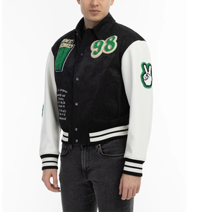 แจ็กเก็ตบอมเบอร์เบสบอลสำหรับผู้ชายเสื้อแจ็กเก็ตบอมเบอร์ปักโลโก้ด้านหน้า - Product Image 2